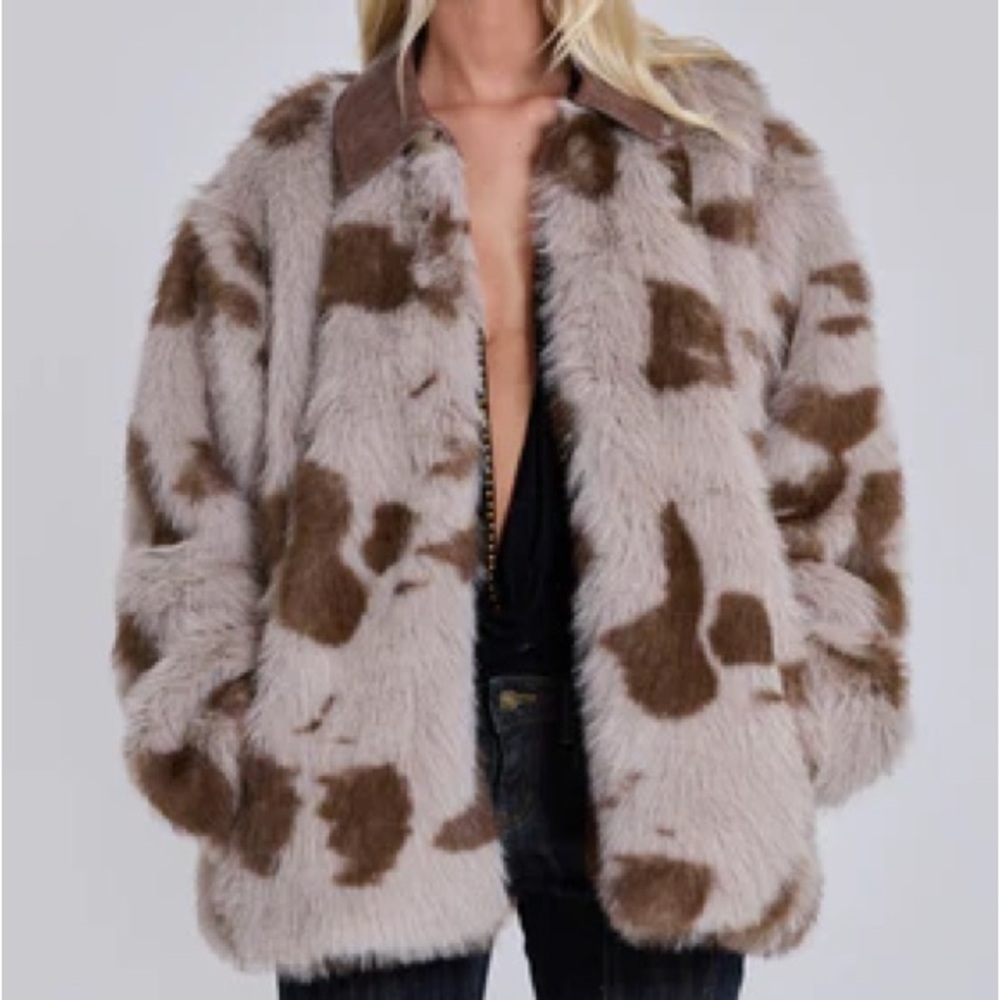 jaded london Lorax Cow Faux Fur Jacket